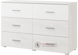 ESTEVAN, komoda se 6-ti zásuvkami, light artwood / bílá