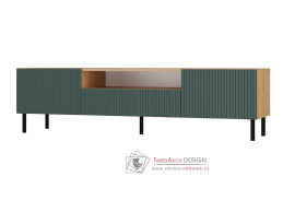 KARIS 160-L, televizí stolek 2-dveřový se zásuvkou, dub artisan / zelená