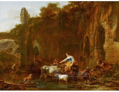 A-1814 Nicolaes Berchem - Pastýři u římských ruin