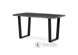 HT-F4214 GREY, jídelní stůl 140x80cm, černý lak / dub šedý