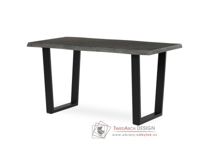 HT-F4214 GREY, jídelní stůl 140x80cm, černý lak / dub šedý