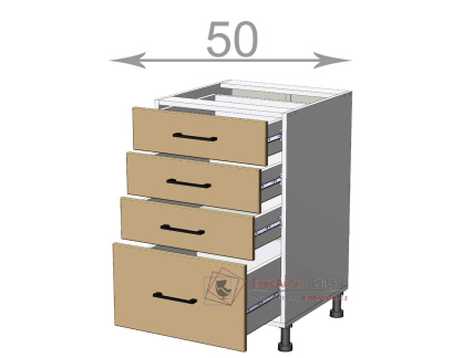 dolní skříňka se zásuvkami š.50, v.82, Kaiser LD31S5082, bílá/bílý mat