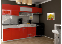 DOLOMITI, kuchyňská linka 180 - 240cm, červený + bílý lesk 