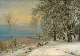 A-7264 Anders Andersen-Lundby - Zimní krajina s jeleny u jezera