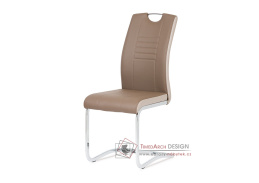 DCL-406 COF, jídelní židle, chrom / ekokůže světle hnědá + cappucino