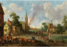 DDSO-1716 Joost Cornelisz Droochsloot - Vojáci na koních u vstupu do města