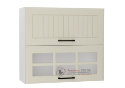 INGRID, horní skříňka 2-dveřová výklopná s vitrínou W80GRF2SD, bílá / coffee