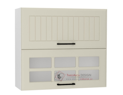 INGRID, horní skříňka 2-dveřová výklopná s vitrínou W80GRF2SD, bílá / coffee