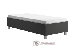 FIONA, čalouněná postel 90x200cm, látka tmavě šedá / matrace NELLY
