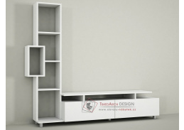 TULIP, televizní stolek 2-dveřový s regálem, bílá