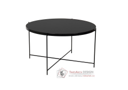 KURTIS, konferenční stolek pr. 60cm, černá / černé sklo