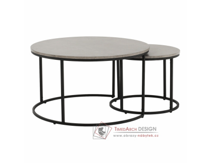 IKLIN, konferenční stolek - sada 2ks, černá / beton