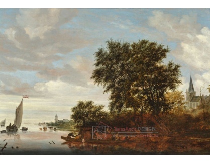 A-8455 Solomon Van Ruysdael - Říční krajina s přívozem