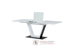 HT-D1931 WT, jídelní rozkládací stůl 160-210x90cm, bílý lak / sklo