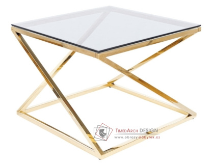 LIAM, konferenční stolek 60x60cm, zlatá / kouřové sklo
