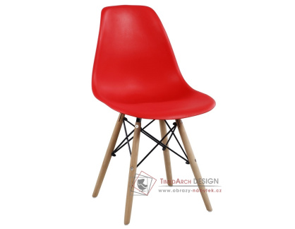 MODENA II, jídelní židle, buk / plast červený