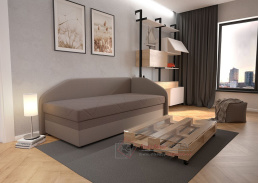 TURI, rohová válenda, látky světle hnědá / tmavě hnědá