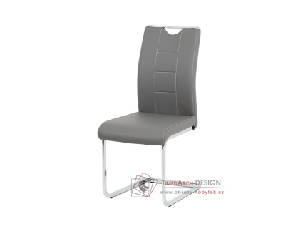 DCL-411 GREY, jídelní židle, chrom / ekokůže šedá