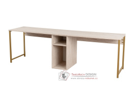 TWIN STUDY DESK, psací stůl, zlatá / traventin