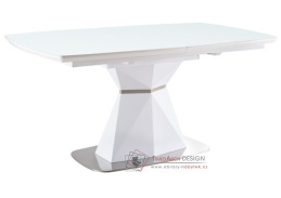 CORTEZ, jídelní stůl rozkládací 160-210x90cm, leštěná ocel / bílá
