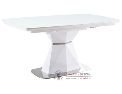 CORTEZ, jídelní stůl rozkládací 160-210x90cm, leštěná ocel / bílá