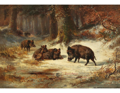 D-6595 Anton Weinberger - Divočáci v zimním lese