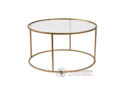 AURUM, konferenční stolek pr. 80cm, zlatá / čiré sklo