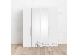 LUTTA 14907, šatní skříň 195,5cm 4-dveřová, bílá / zrcadla