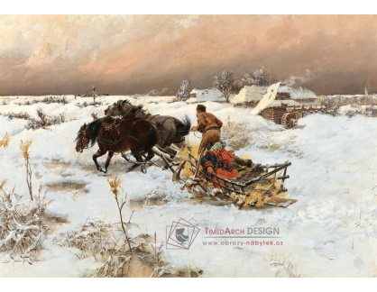 A-1559 Jaroslav Věšín - Jízda na saních v zimní krajině