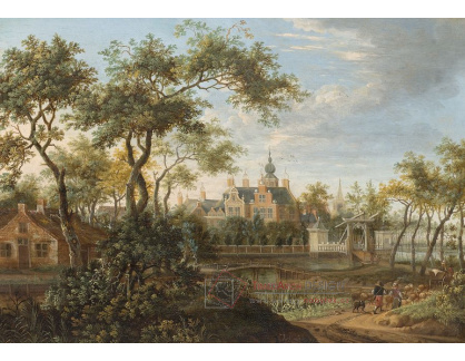 D-6661 Jan van der Croos - Krajina s postavami před hradem