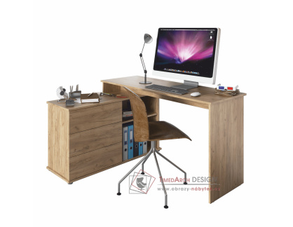 TERINO, počítačový rohový stůl, dub artisan