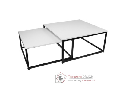 KASTLER NEW 1, konferenční stolek - sada 2ks, černá / bílá