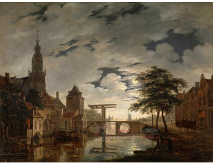 A-6819 Bartholomeus Johannes van Hove - Holandské město za měsíčního svitu