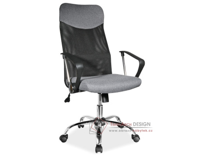 Q-025, kancelářská židle, látka šedá / látka mesh černá