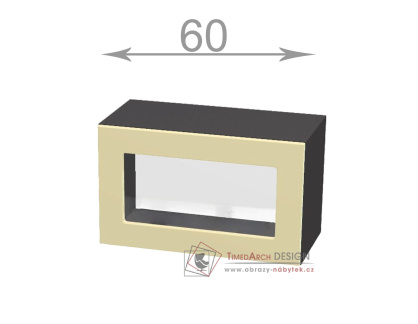 horní výklopná vitrína š.60, v.36, Horizon W6036G, grafit/dub přímořský
