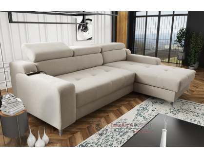DARINA PREMIUM, sedací souprava - pravá, látka Massimo 401 bílá káva