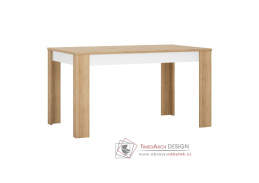 LEONARDO LYOT03, jídelní stůl rozkládací 140-180x85cm, dub riviera / bílý lesk