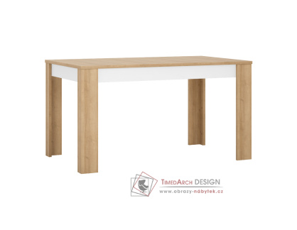 LEONARDO LYOT03, jídelní stůl rozkládací 140-180x85cm, dub riviera / bílý lesk