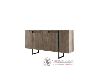 LUXE, komoda s 5-ti zásuvkami, černá / ořech