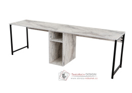 TWIN STUDY DESK, psací stůl, černá / bílý mramor