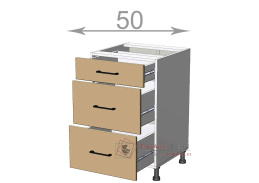 dolní skříňka se zásuvkami š.50, v.82, Horizon LD12S5082, grafit/ořech tmavý