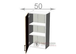 horní vysoká skříňka š.50, v.92, Kaiser W5092, bílá/bordó lesk