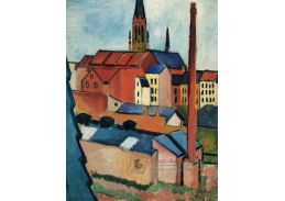 A-6101 August Macke - St. Mary's s domy a komínem v Bonnu