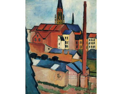 A-6101 August Macke - St. Mary's s domy a komínem v Bonnu