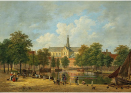 DDSO-4854 Bartholomeus Johannes van Hove - Pohled na kostel Sint Bavokerk v Haarlemu