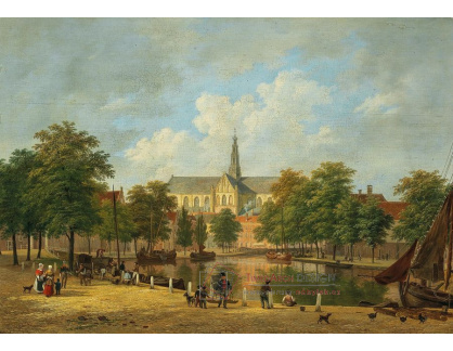 DDSO-4854 Bartholomeus Johannes van Hove - Pohled na kostel Sint Bavokerk v Haarlemu
