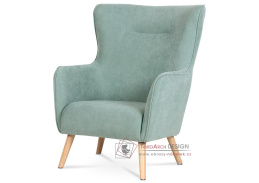 AK-313 BLUE2, čalouněné křeslo - ušák, přírodní / látka světle modrá