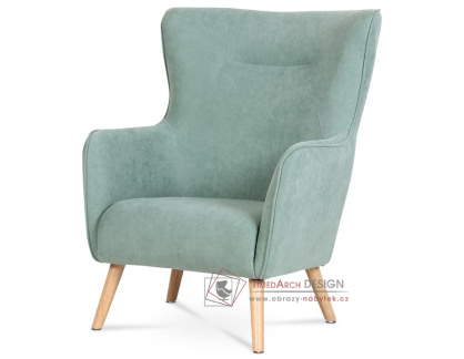 AK-313 BLUE2, čalouněné křeslo - ušák, přírodní / látka světle modrá