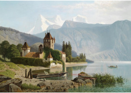 SO V-368 Theodor Nocken - Pohled na hrad Oberhofen u jezera Thun