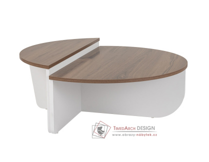 ORION, konferenční stolek 90x60cm, bílá / ořech